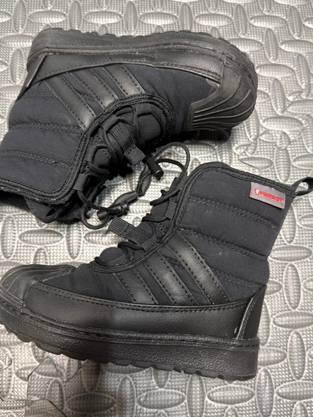 Adidas Black Kids Winter Boots with Pull-Draw Laces